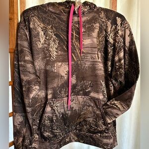 Realtree Hoodie Pullover Sweatshirt Camouflage Pink Trim Ladies Large Outdoors
